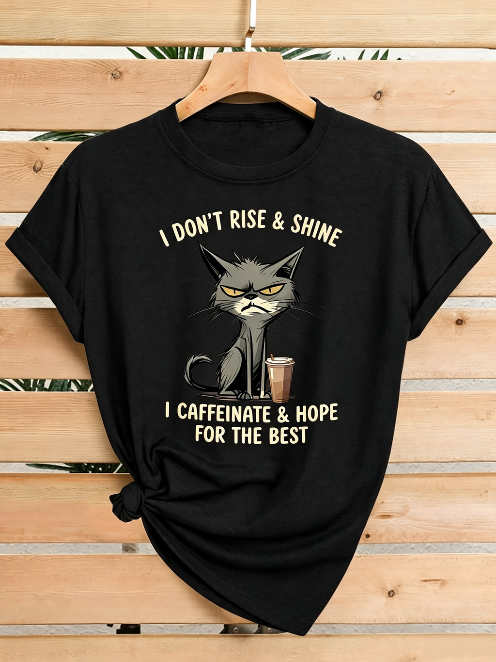 Grumpy Cat Coffee Lover Funny Quote Graphic T‑Shirt for product image 1