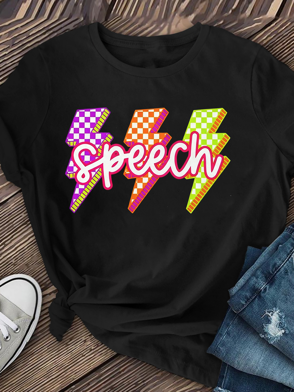 Speech Therapist Graphic T‑Shirt for Women, Retro Checkered product image 7