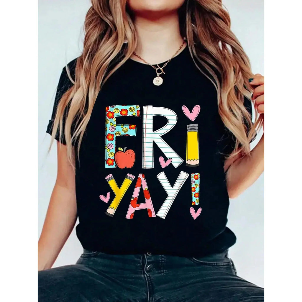 Fri-Yay! Women's Fun Friday Teacher T-Shirt – Colorful product image 1