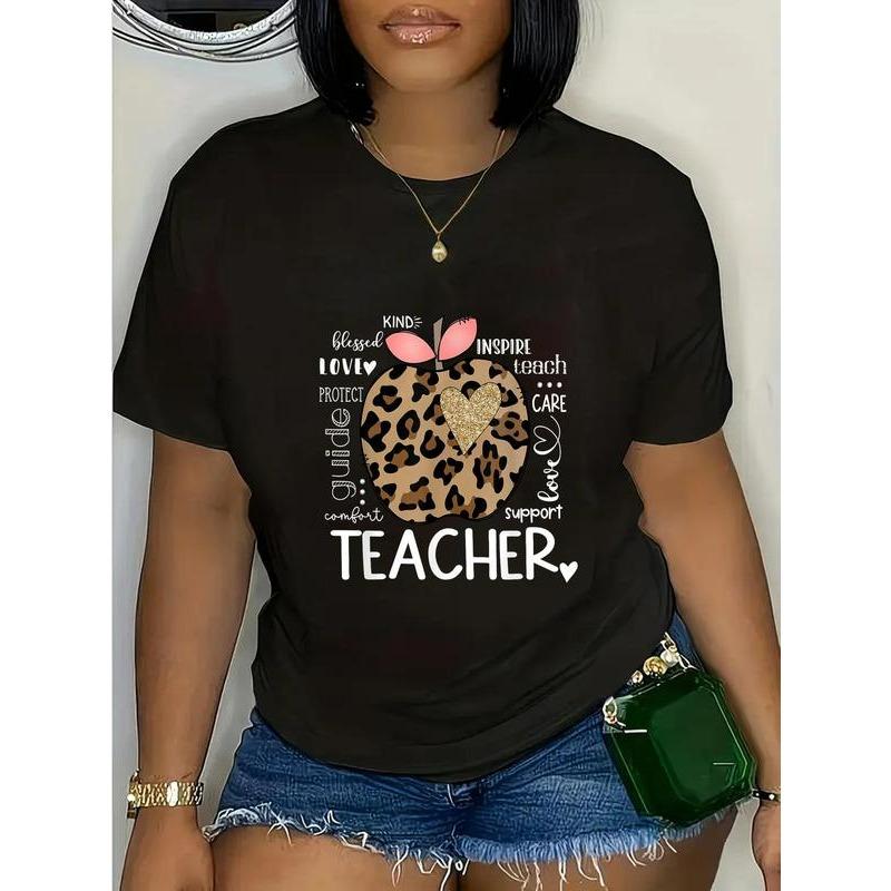 100% Cotton Teacher Life Leopard Apple Teacher's Day Back product image 1