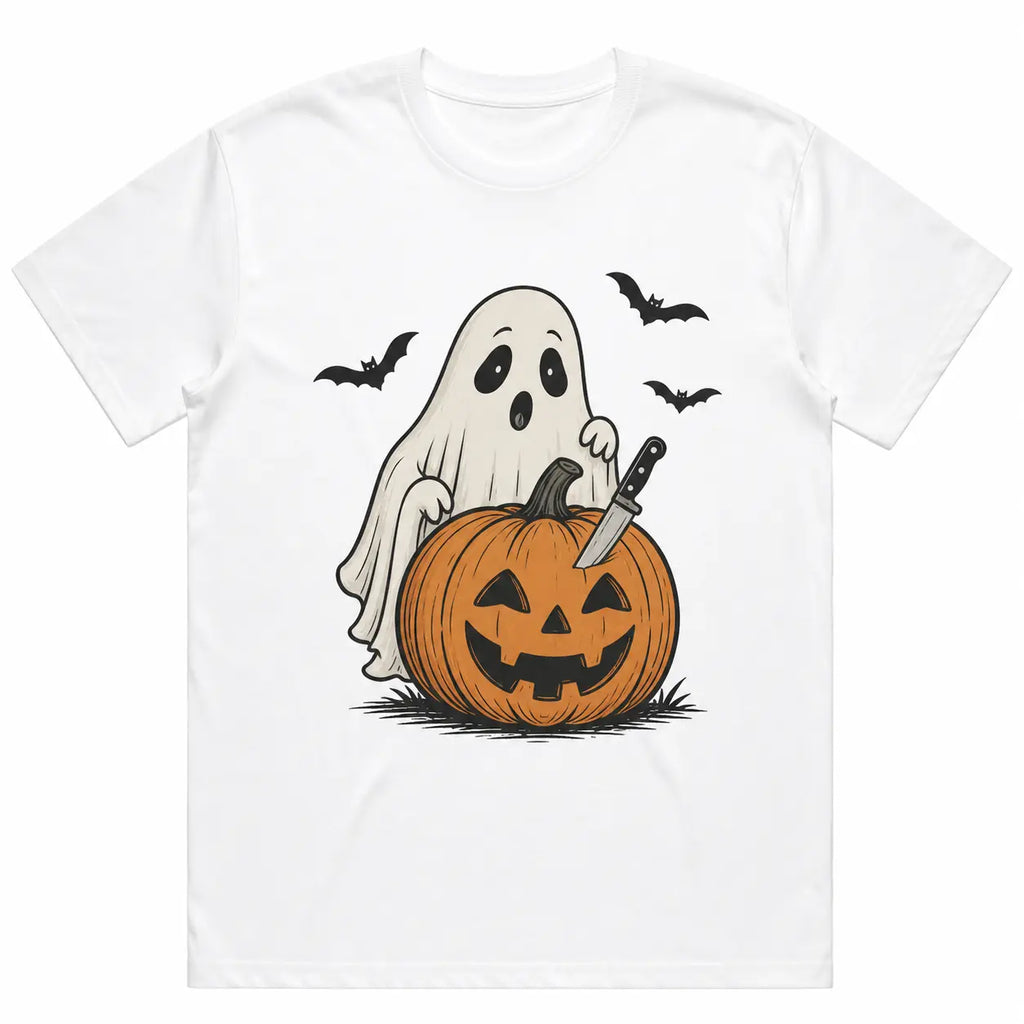 Halloween Ghost Pumpkin Bat Graphic Crew Neck Cotton T‑shirt product image 1