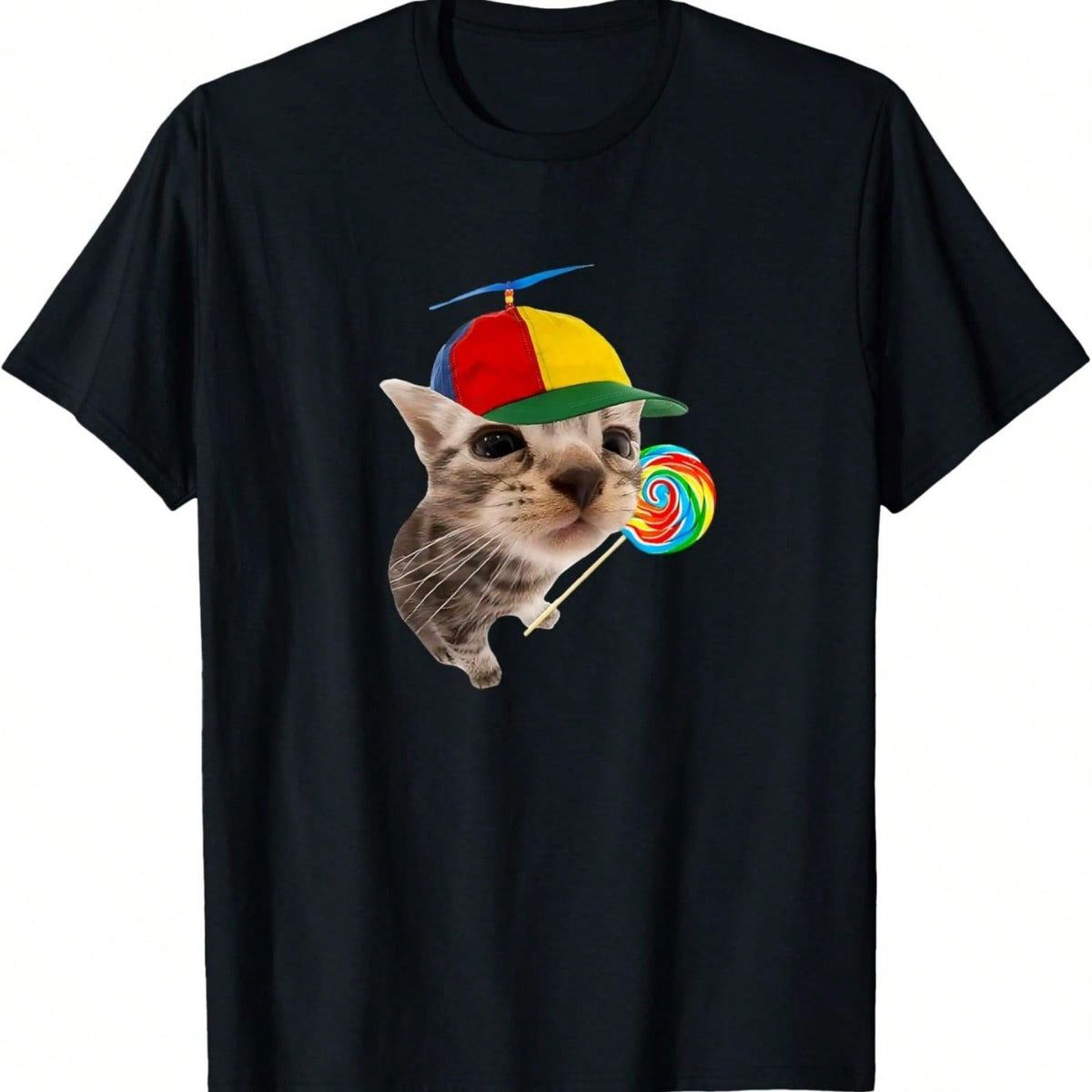 Lollipop Silly Cat Funny Cute Meme Graphic Tee Skin Printed product image 1