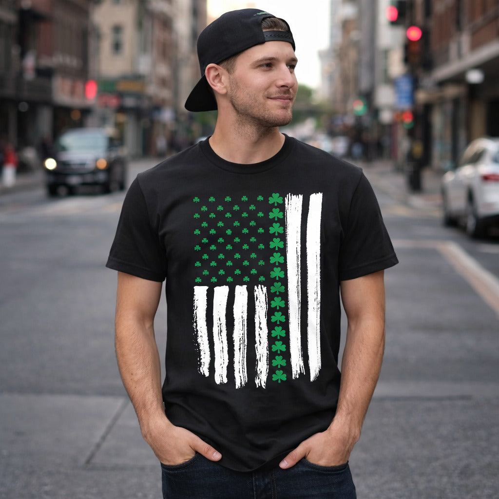 Shamrock American Flag Men's T Shirt product image 3