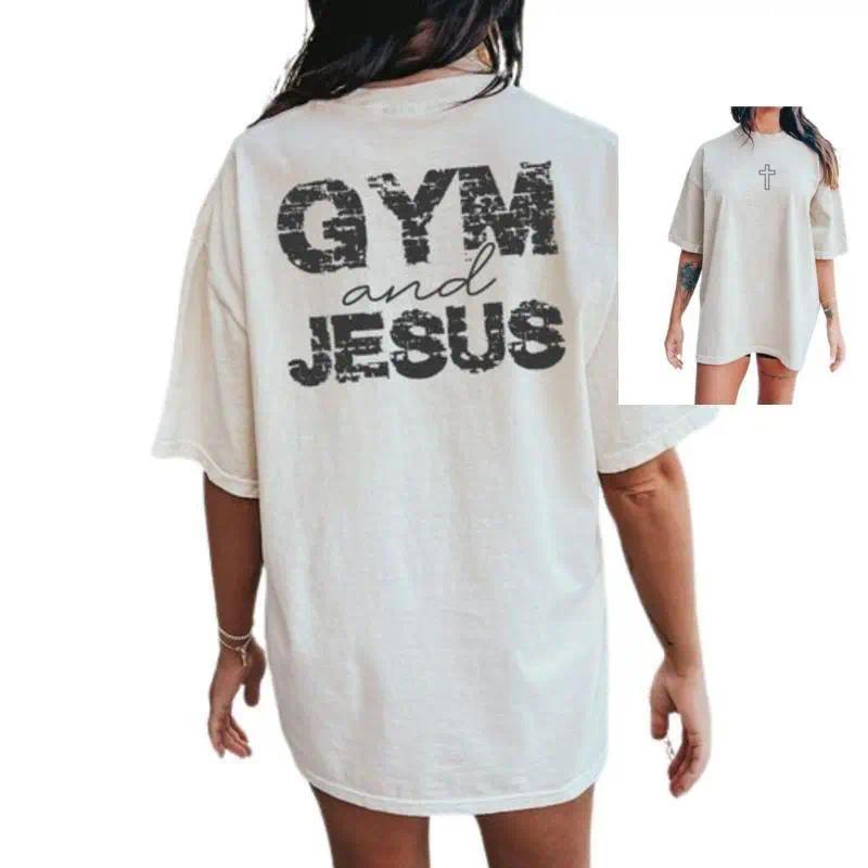 Gym And Jesus Shirt, 2-sided T-Shirt, Pump Cover, Christian product image 10