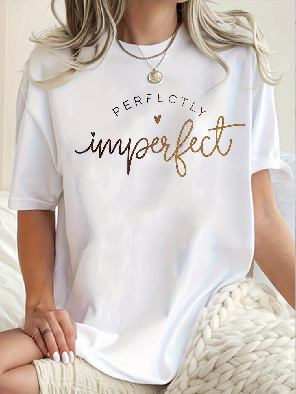 Women's "The Perfect Imperfection" T-Shirt Simple letter product image 8