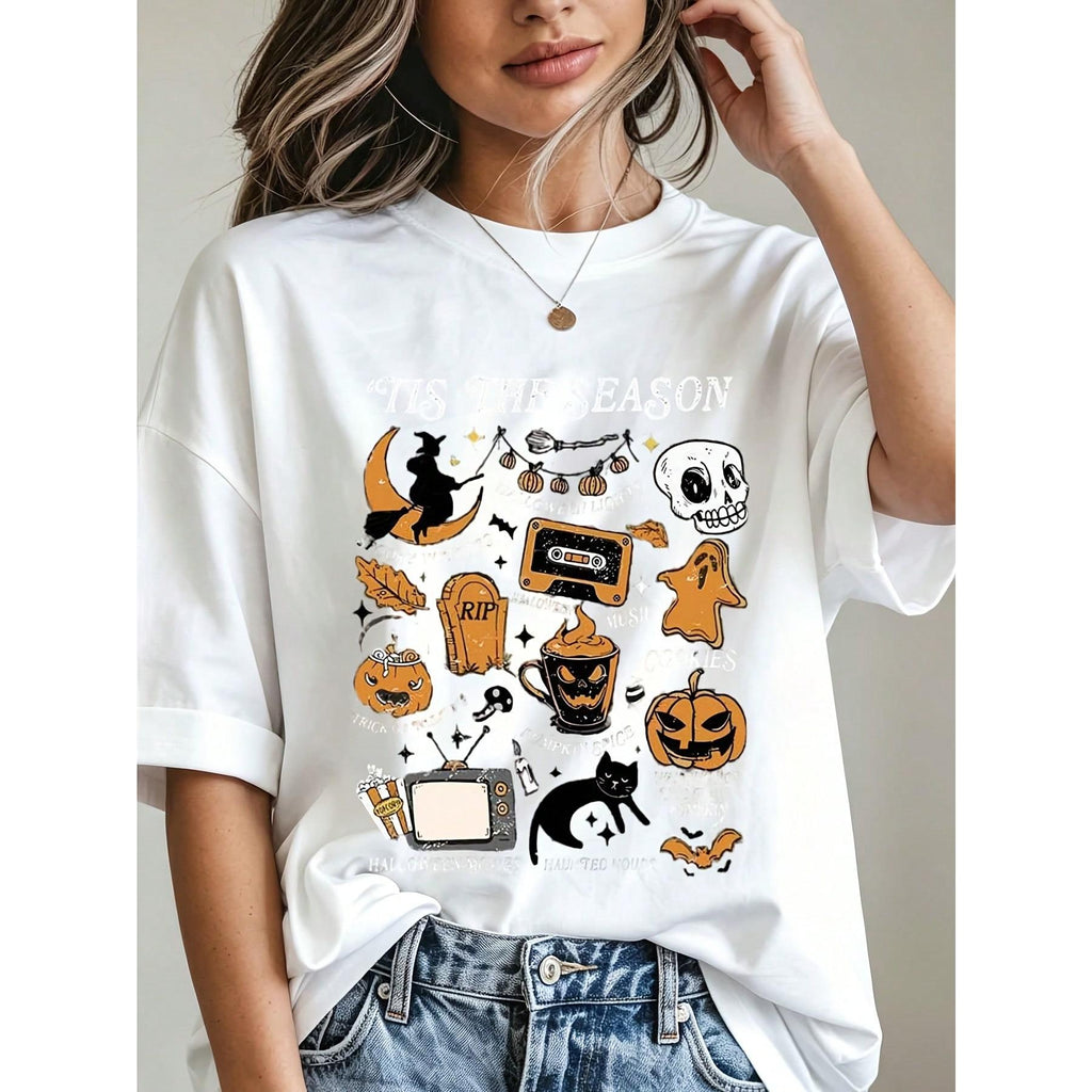 Women Casual Halloween Graphic Tee Tis The Season Witch product image 5