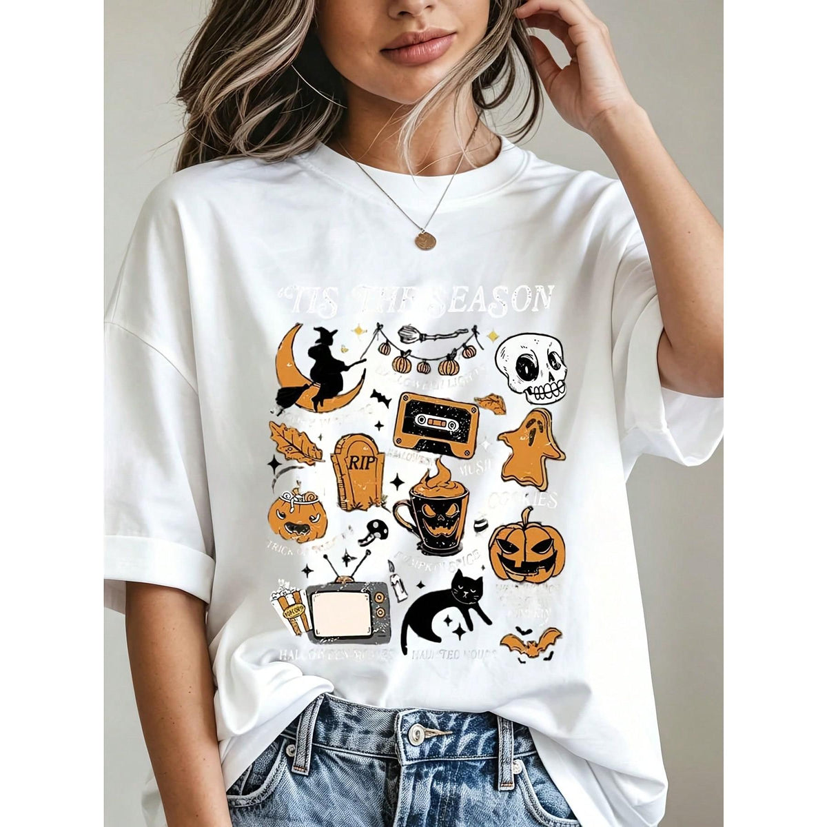 Women Casual Halloween Graphic Tee Tis The Season Witch product image 5