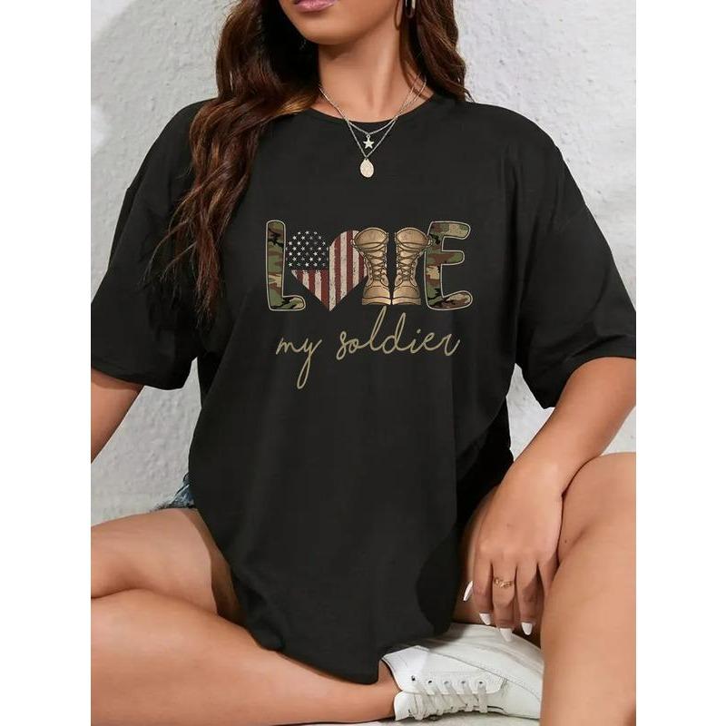 100% Cotton I Love My Soldier Military Army Wife USA Camour product image 1