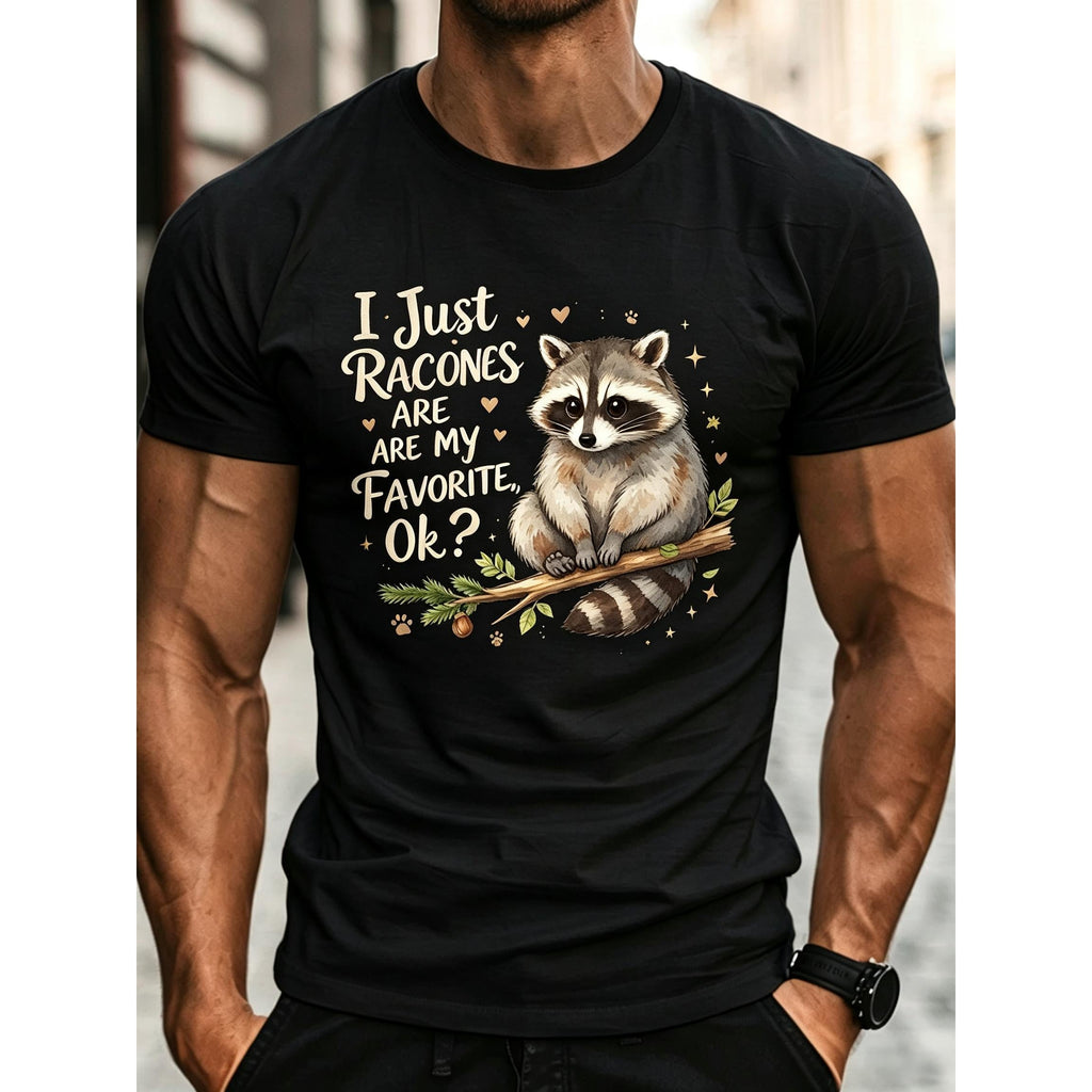 Men'S Casual Round Neck T-Shirt, Tee with Raccoon Pinecone product image 11