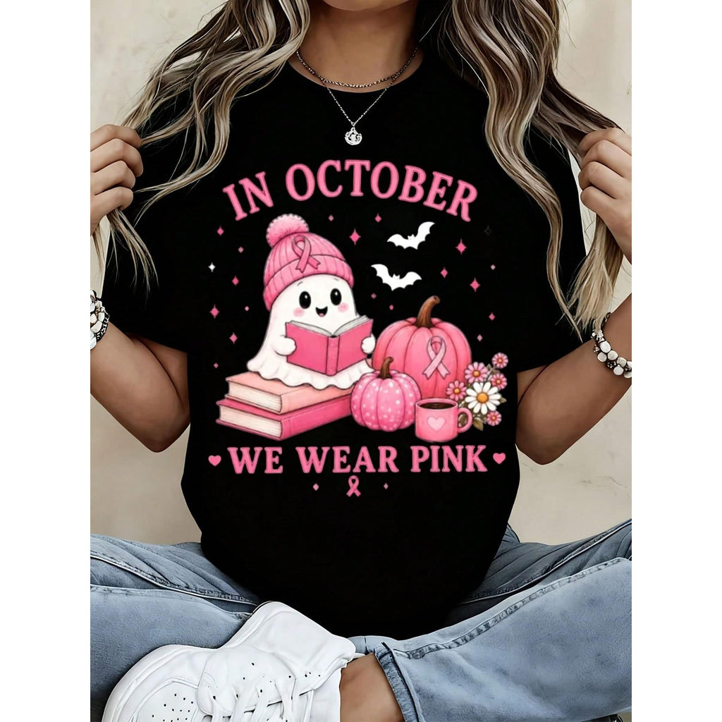 Cute Halloween Breast Cancer Awareness Women T Shirt product image 1