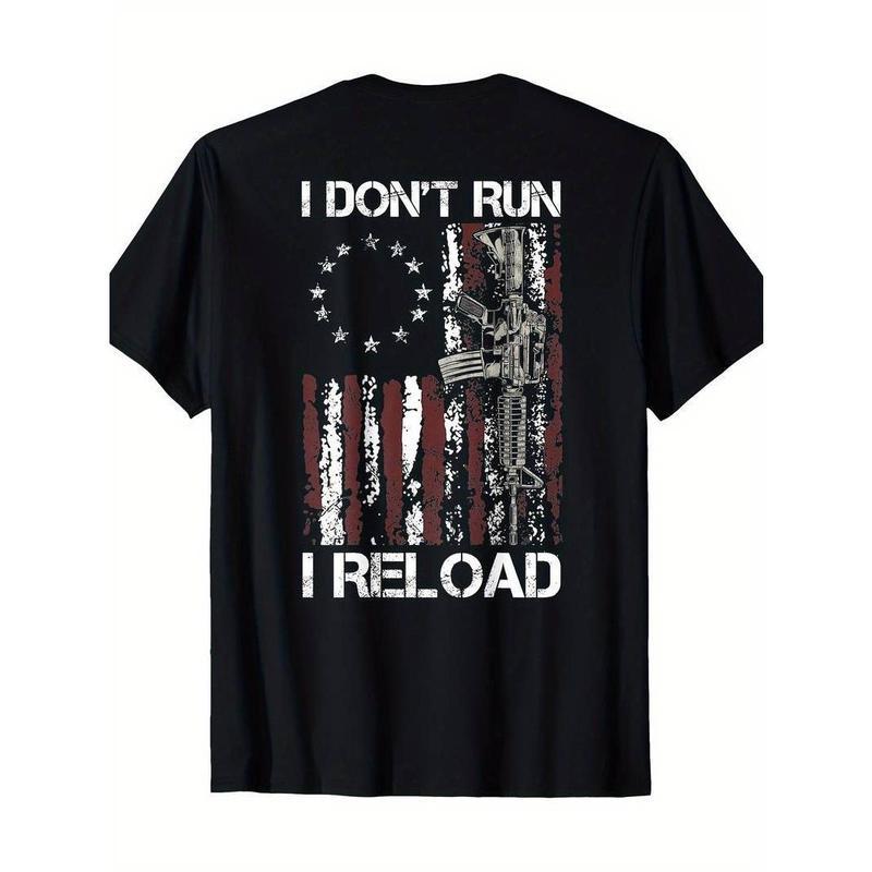 Short Sleeve Print Men's "I Don't Run I Reload" Patriotic product image 1