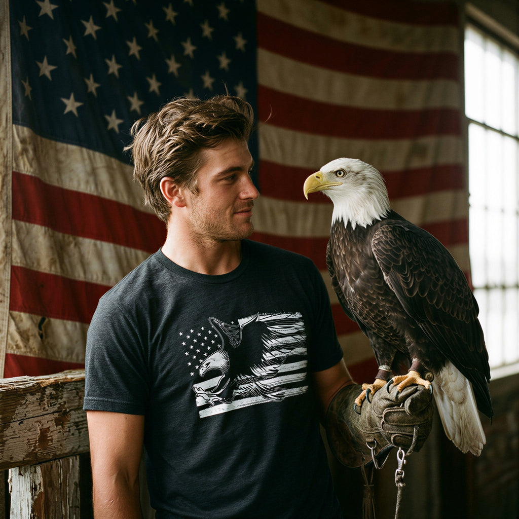 Eagle Over Grunge Flag Men's T Shirt product image 2