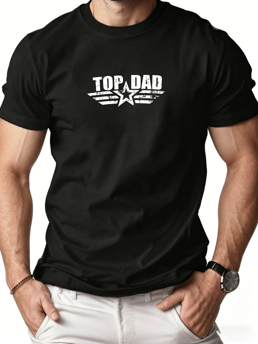 100% Cotton Casual Men's T-shirt, Summer Crew Neck Top Dad product image 9