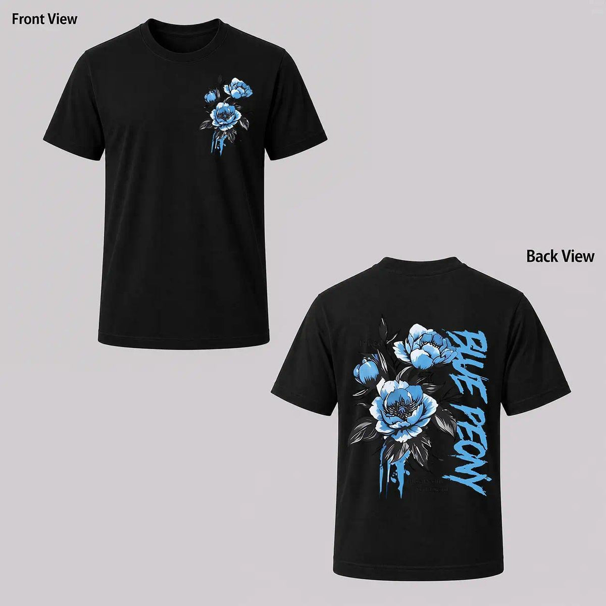[Men's T-Shirt] New American Street Style Blue Peony Print product image 10