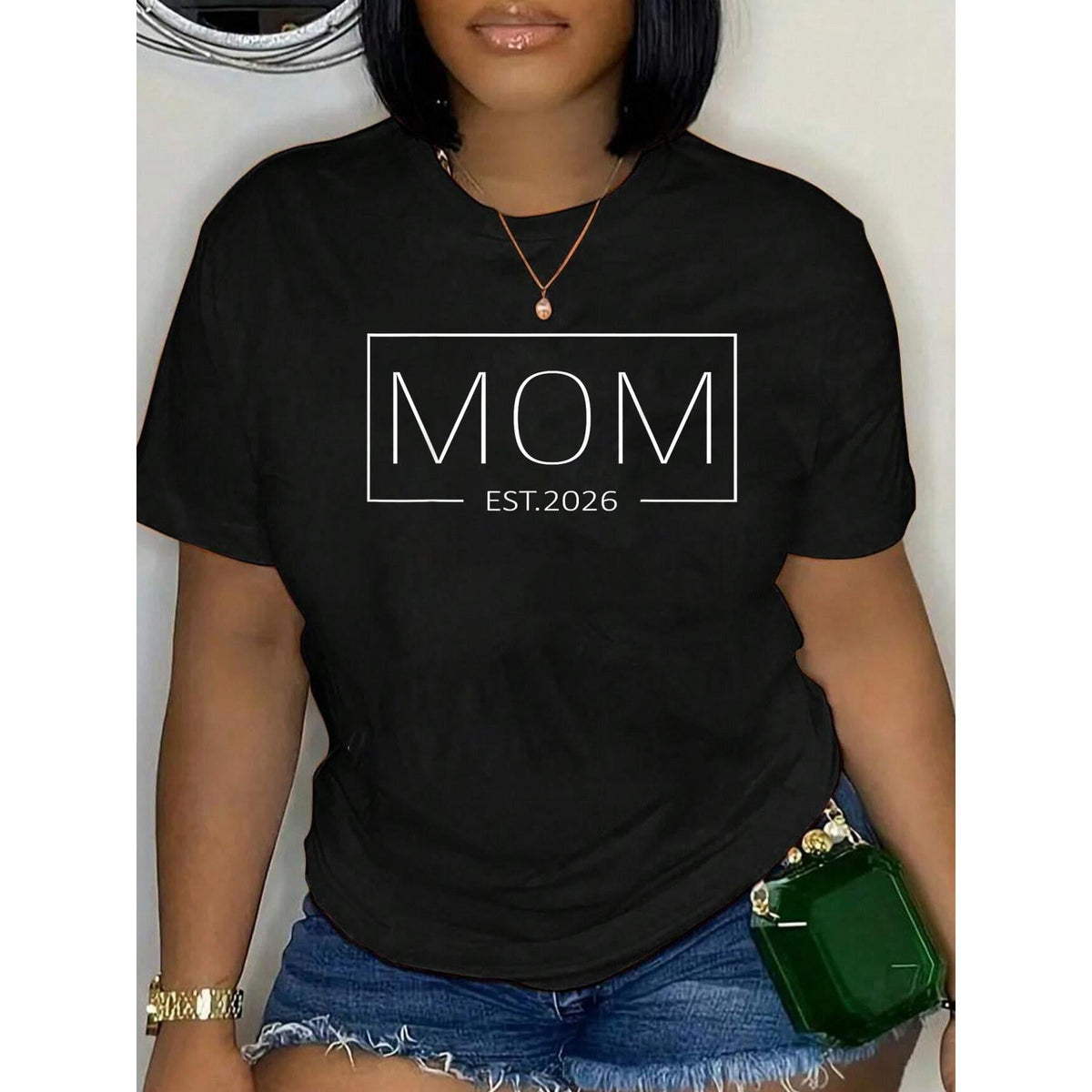 Mom Est 2026 Expect Baby Mother New T-Shirt Graphic Tee product image 1