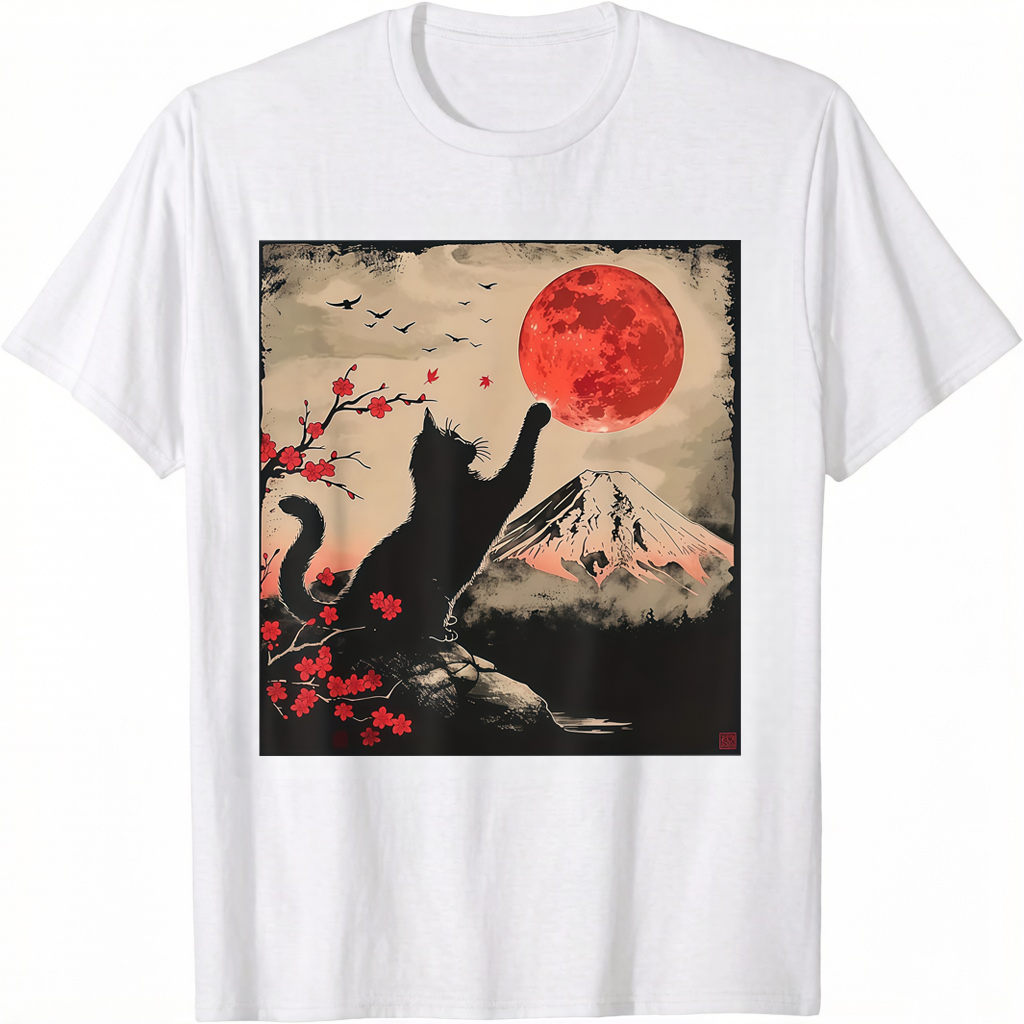 Vintage Japan Art Japanese Theme Retro Print Black Cat product image 1