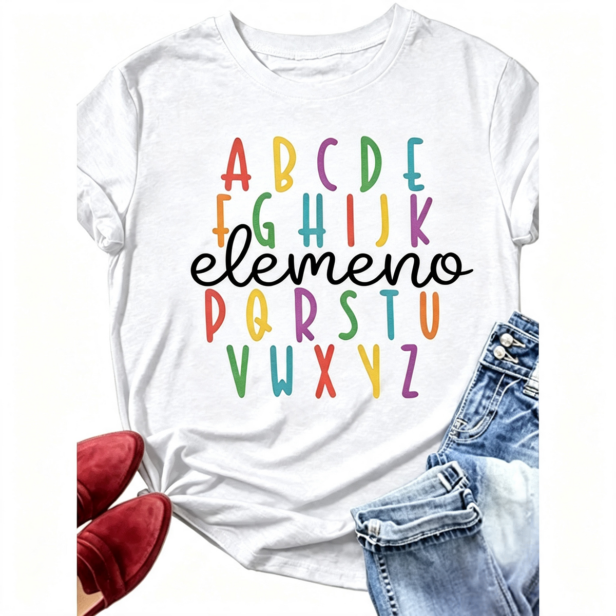 Elemeno ABC Alphabet Graphic T‑Shirt for Women, Retro product image 1