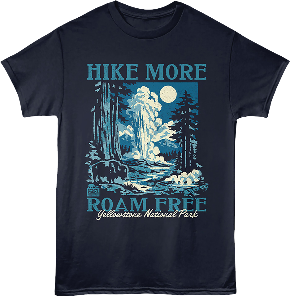 Hike More Roam Free Yellowstone National Park T-Shirt product image 1