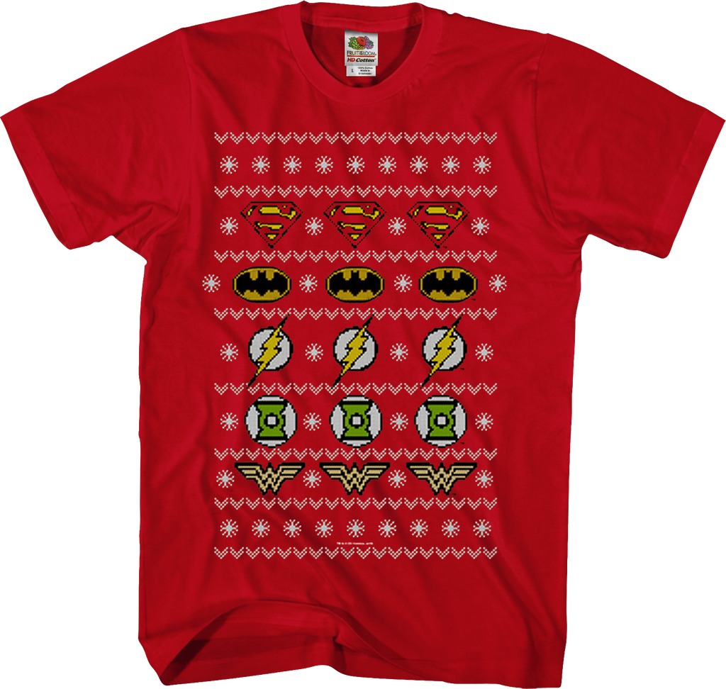 Justice League Ugly Faux Knit DC Comics T-Shirt product image 1