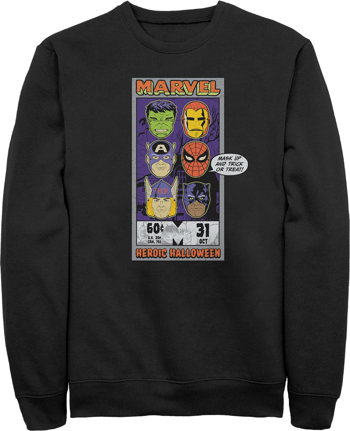 Mask Up And Trick Or Treat Marvel Comics Sweatshirt product image 1