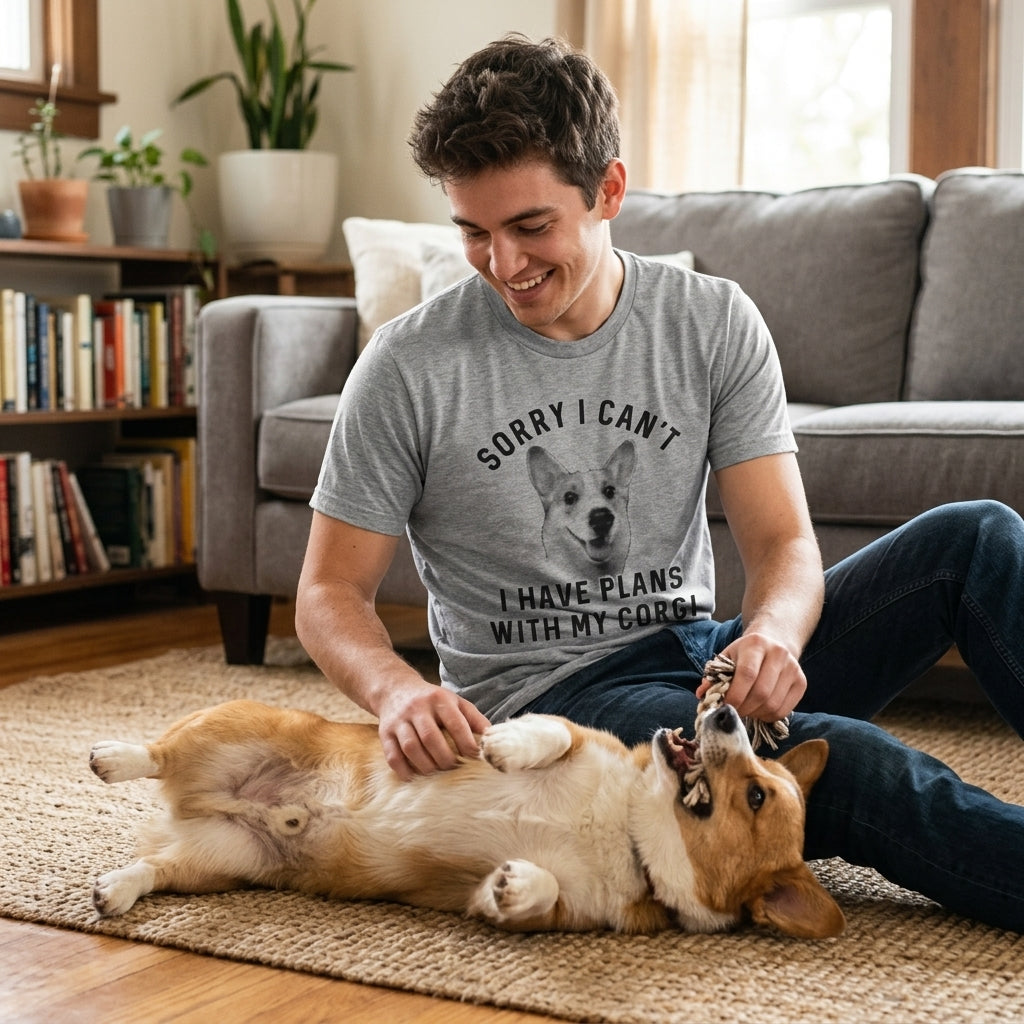 Sorry I Can't I Have Plans With My Corgi Men's T Shirt product image 2