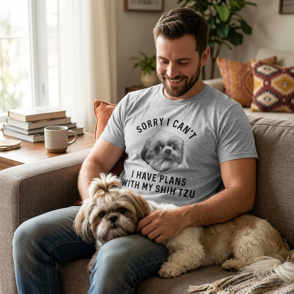 Sorry I Can't I Have Plans With My Shih Tzu Men's T Shirt product image 2