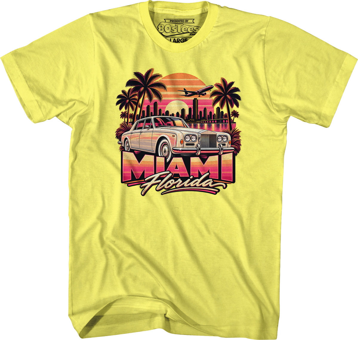 Retro Sunset & Car Miami Florida T-Shirt product image 3