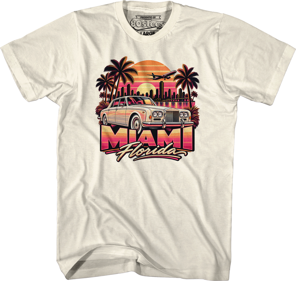 Retro Sunset & Car Miami Florida T-Shirt product image 1