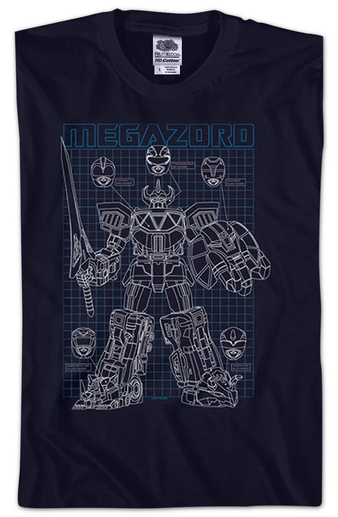 Schematic Megazord Mighty Morphin Power Rangers T-Shirt product image 2