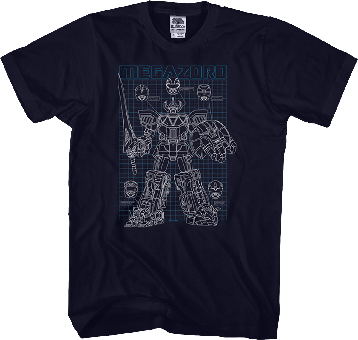 Schematic Megazord Mighty Morphin Power Rangers T-Shirt product image 1