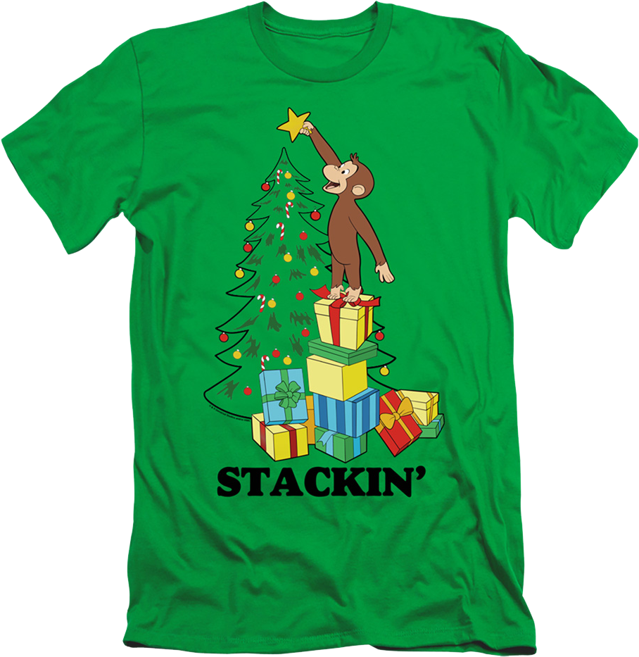 Stackin' Curious George Christmas T-Shirt product image 1