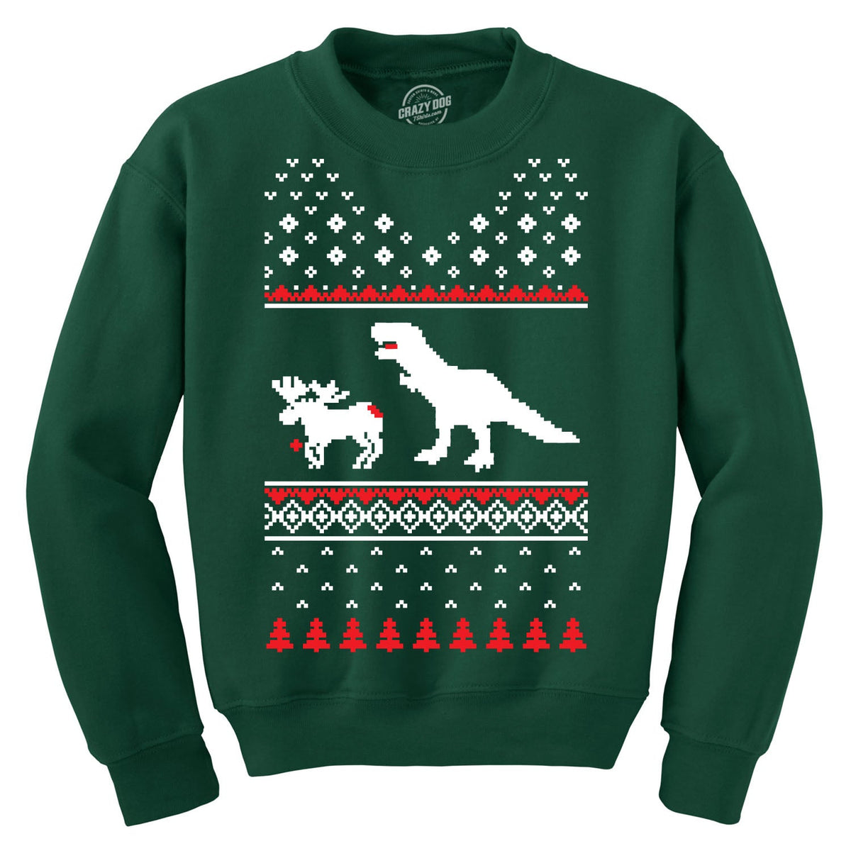 T-Rex Attack Christmas Ugly Sweater Crew Neck Sweatshirt product image 4