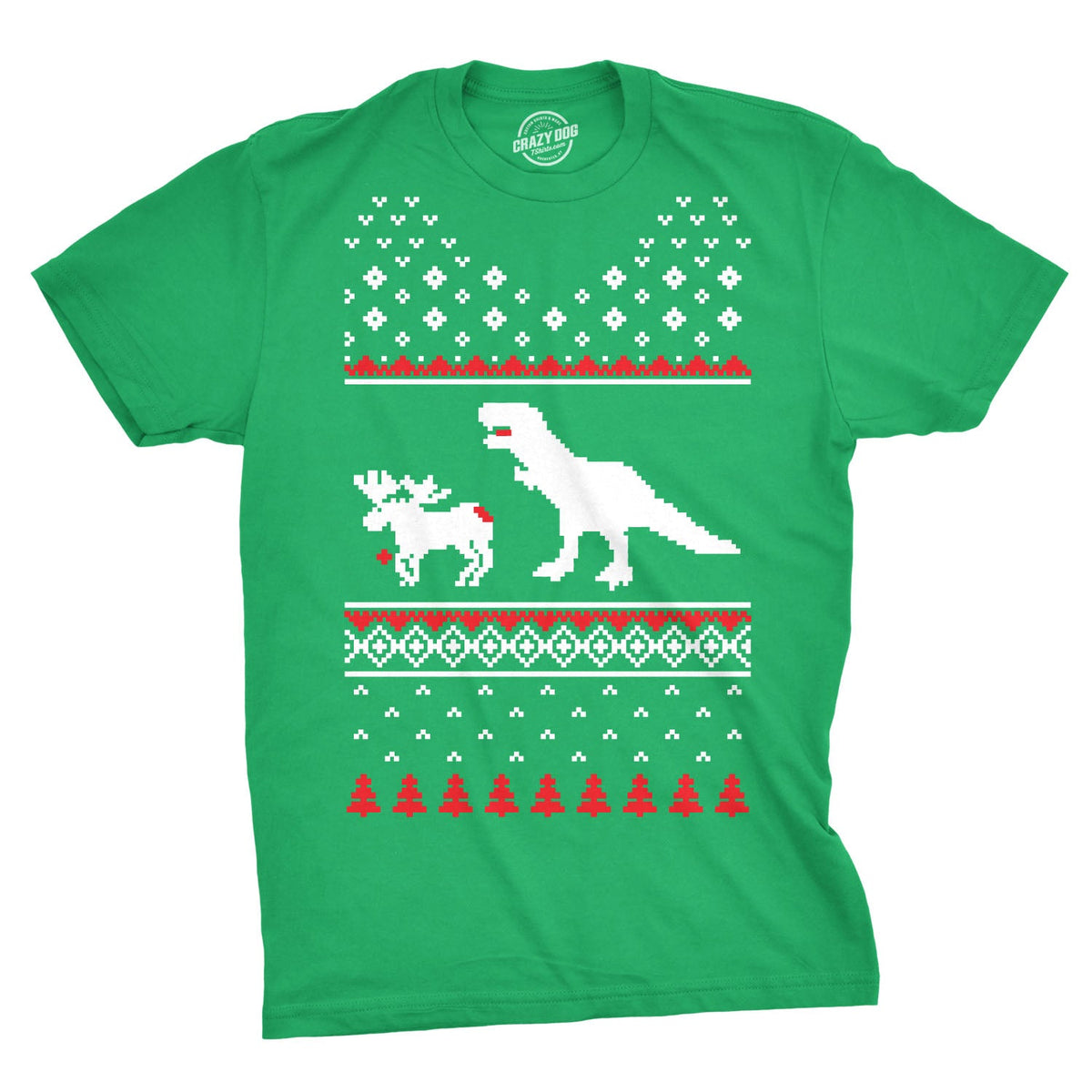 T-Rex Attack Ugly Christmas Sweater Men's T Shirt product image 1