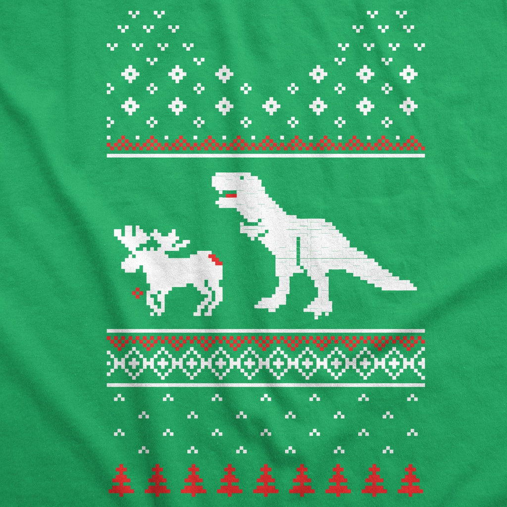 T-Rex Attack Christmas Ugly Sweater Crew Neck Sweatshirt product image 2