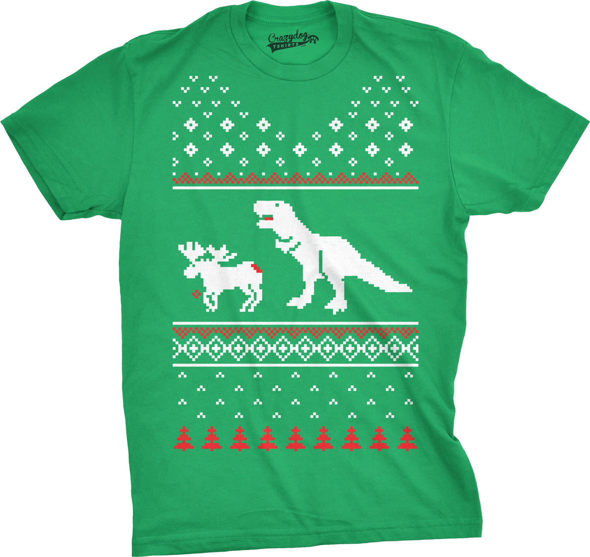 T-Rex Attack Ugly Christmas Sweater Men's T Shirt product image 6