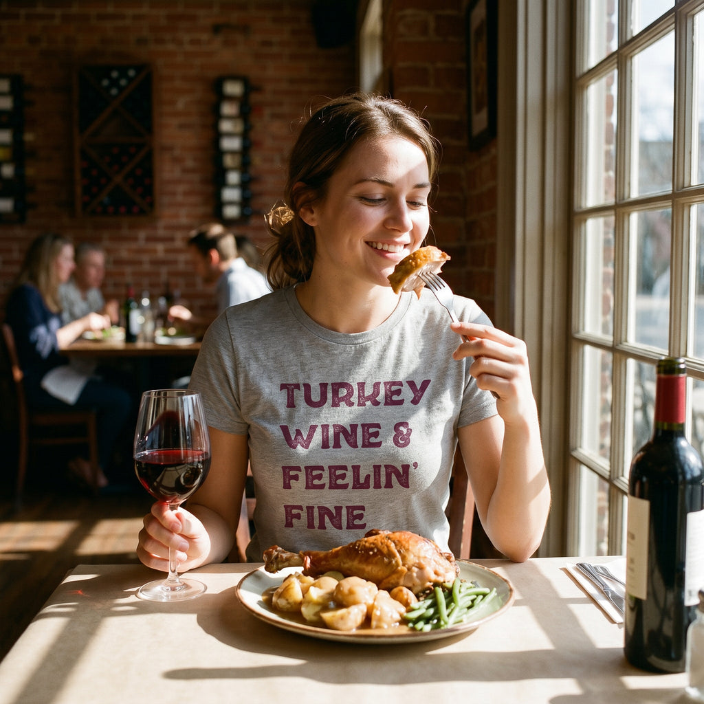 Turkey Wine And Feelin' Fine Women's T Shirt product image 2