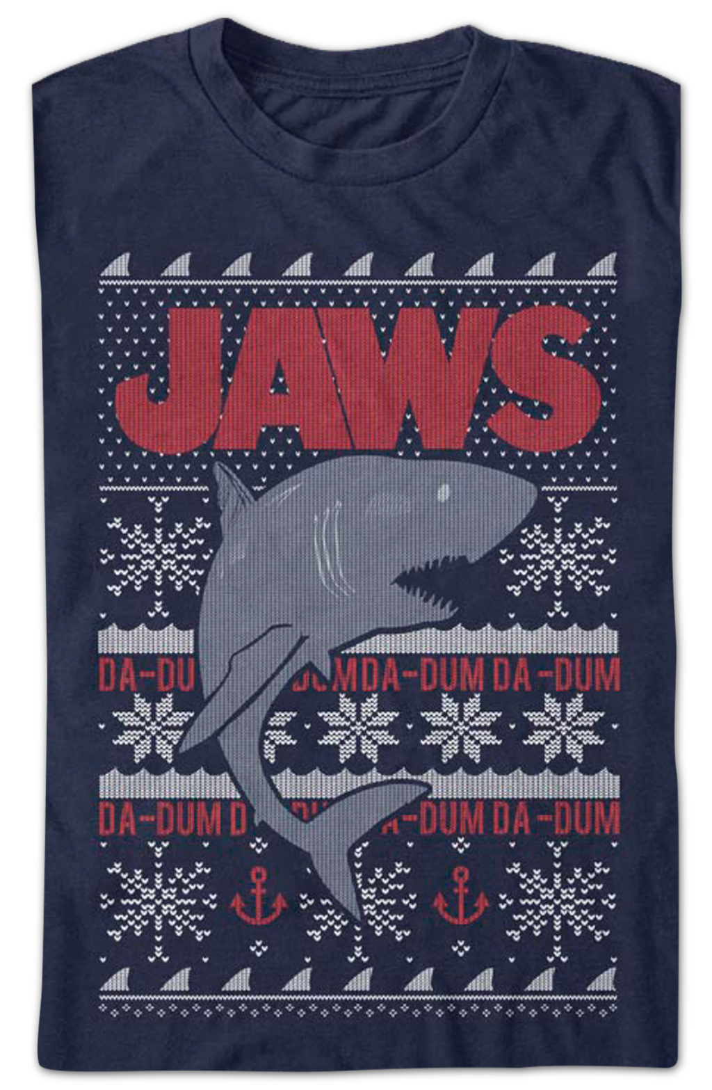 Ugly Faux Knit Jaws Christmas T-Shirt product image 2