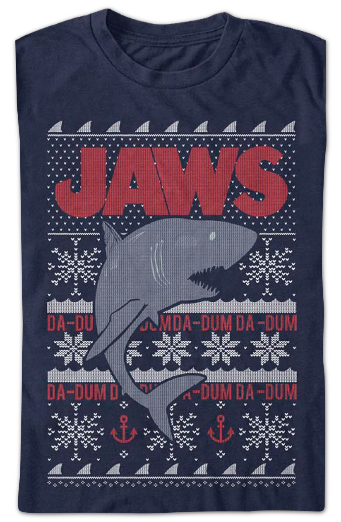 Ugly Faux Knit Jaws Christmas T-Shirt product image 2