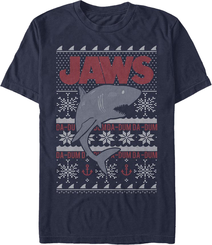 Ugly Faux Knit Jaws Christmas T-Shirt product image 1