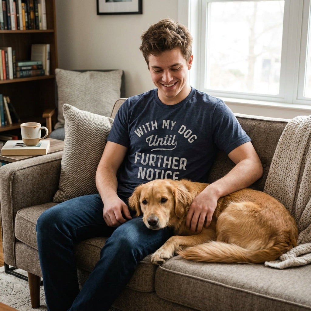 With My Dog Until Further Notice Men's T Shirt product image 2