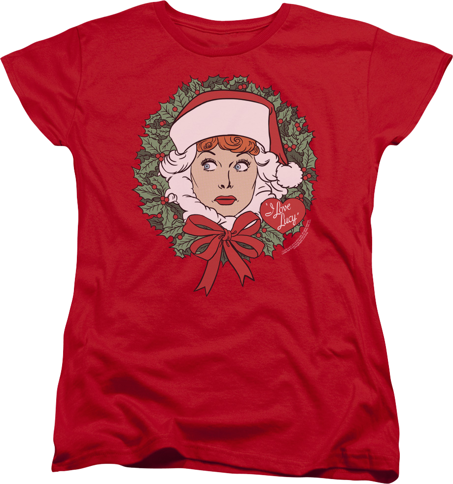 Womens Christmas Wreath I Love Lucy Shirt product image 1