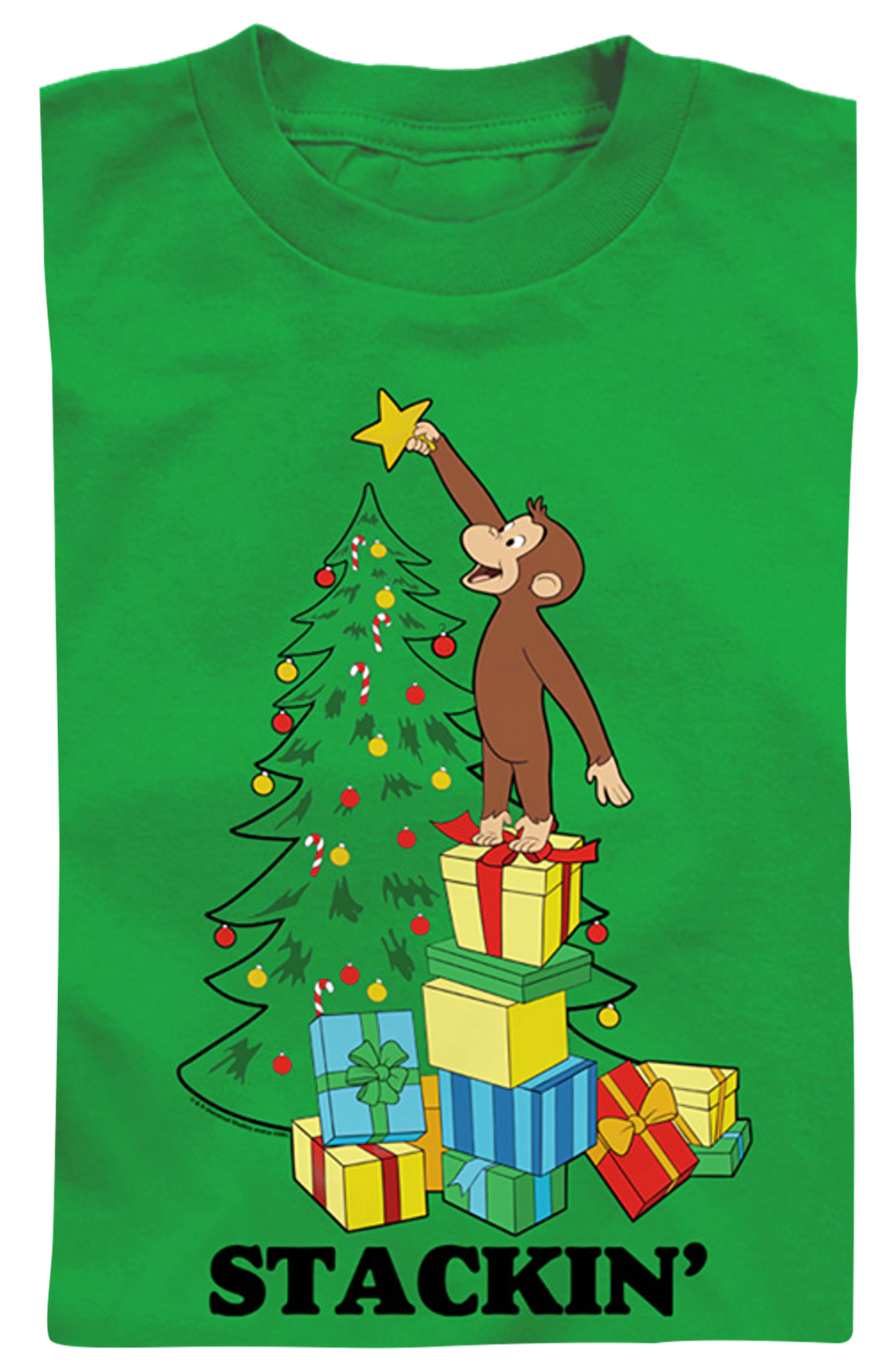 Youth Stackin' Curious George Christmas Shirt product image 2