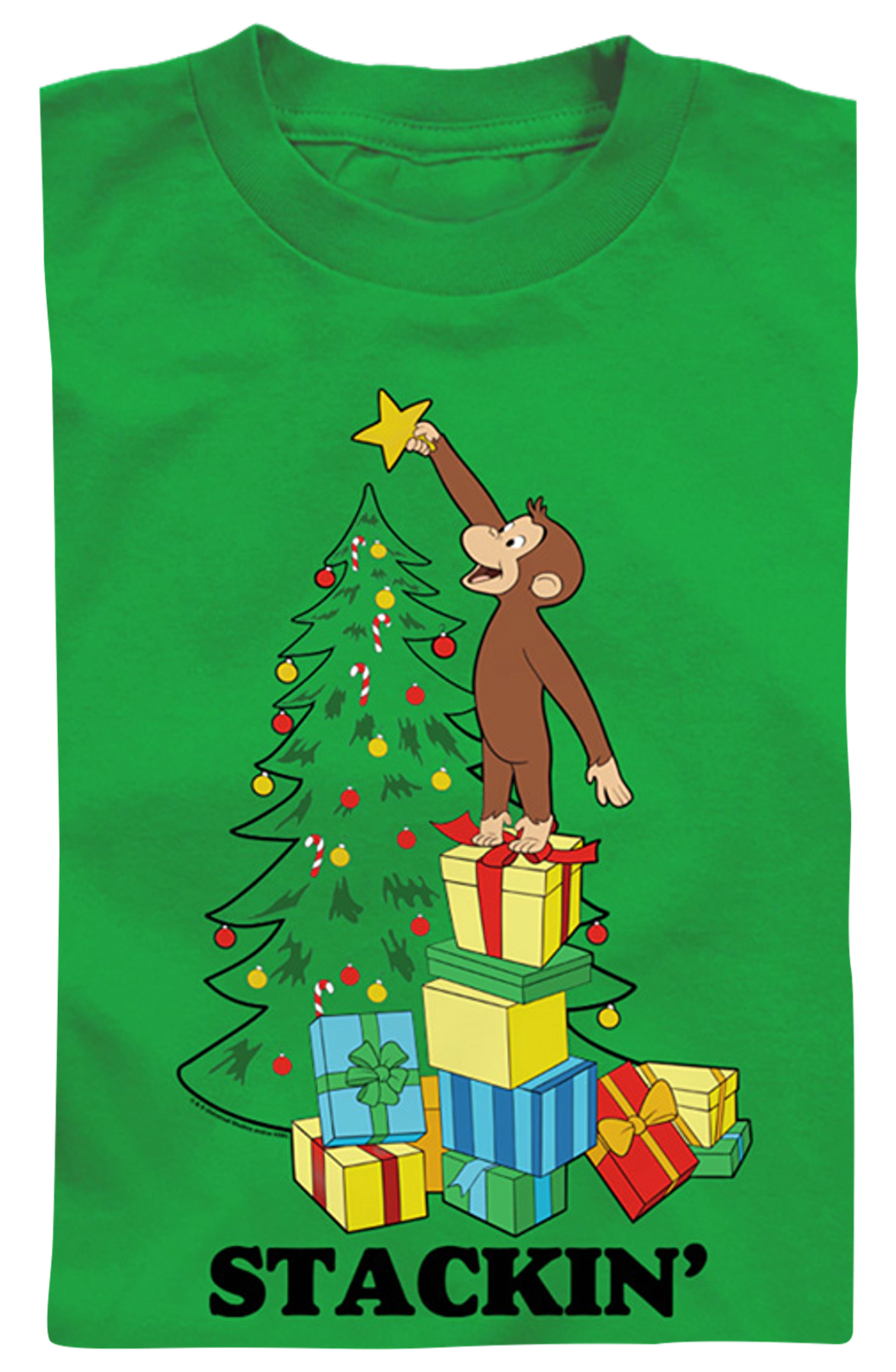 Youth Stackin' Curious George Christmas Shirt product image 2